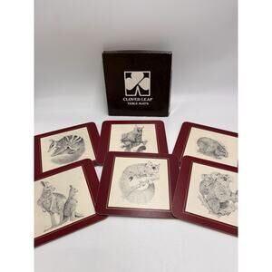 Vintage Clover Leaf Set 6x Place Table Mats Cork Australian Animals Fauna Wombat